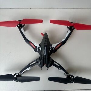 OMiNUS drone with controller, red, white, and black without chip